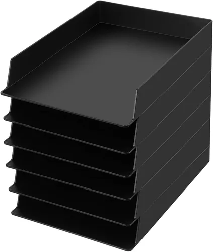 Vista 10 de Wenqik Bandejas de letras negras apilables, organizador de escritorio de Negro