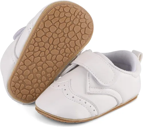 Vista 3 de ESTAMICO - Tenis de piel sintética para bebés, niños y niñas, suela de goma antideslizante, para primeros pasos, zapatos para exteriores