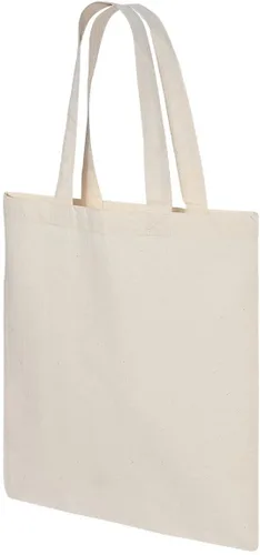Vista 5 de TBF Paquete de 12 bolsas de asas reutilizables naturales de lona de algodón al por mayor a granel para DIY 15X16, Natural