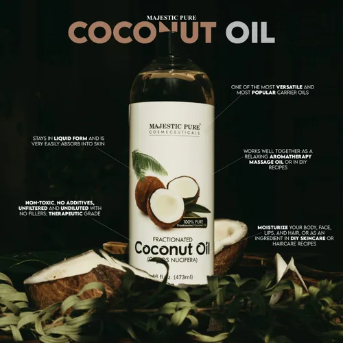 Vista 4 de Majestic Pure Aceite de masaje de lavanda 8 onzas líquidas y aceite de coco fraccionado paquete de 16 onzas líquidas