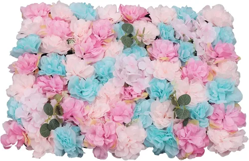 Vista 11 de Arreglo de flores artificiales para decoración de paredes; paneles decorativos con hortensias artificiales para el hogar, fiestas, bodas, Navidad