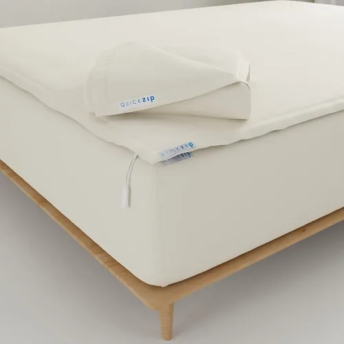 Vista 5 de QuickZip Paquete de Repuesto Fitted Plus: 1 Sábana Bajera (Base + Sábana con Cremallera) y 1 Sábana con Cremallera - Fácil de Cambiar, No se Sale