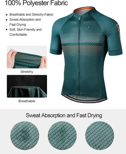 Vista 2 de LAMEDA Camiseta de ciclismo para hombre, transpirable, ligera, de manga corta, elástica, con cremallera completa