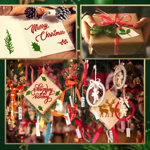 Vista 5 de Lasnten Troqueles de Navidad con temática navideña, troqueles de corte de metal para hacer tarjetas, palabras de Feliz Navidad, troquelados, álbumes