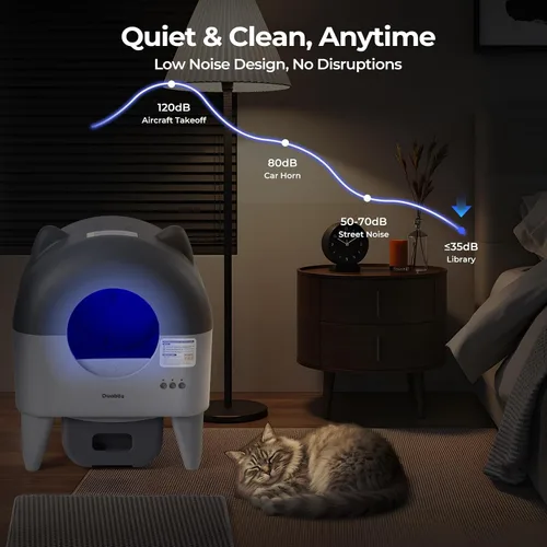 Vista 6 de Arenero Autolimpiante Automático Extra Grande: Autolimpiante para Gatos Múltiples - Controlado por Aplicación con Sensores Inteligentes - Sin Olor