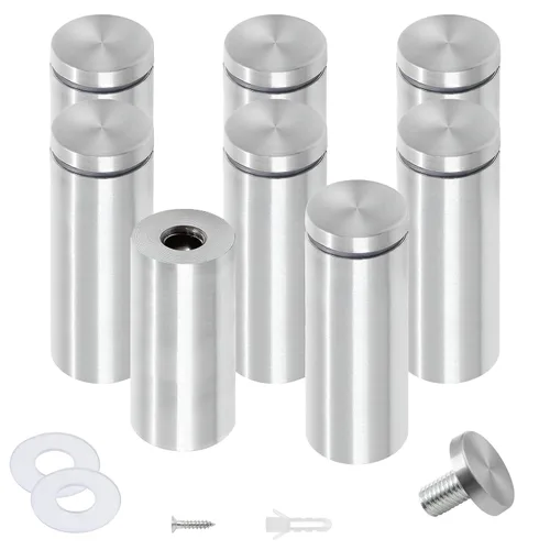 Vista 28 de Luomorgo 12 piezas tornillos separadores de acero inoxidable de 1" x 1", herrajes de montaje para letreros de pared, separadores de vidrio