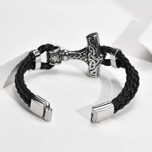 Vista 4 de Pulsera vikinga nórdica Pulsera de acero inoxidable para hombre, pulsera de flecha vikinga nórdica para hombre, amuleto de protección pagana