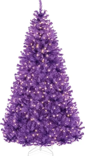 Vista 45 de Best Choice Products Árbol de Navidad azul bebé preiluminado de 6 pies, decoración navideña artificial completa con 947 puntas de rama, 250 luces