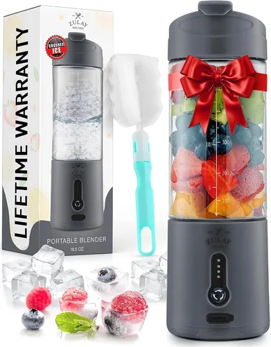 Vista 10 de Zulay Kitchen Licuadoras personales de 18 onzas que trituran el hielo, licuadora de viaje inalámbrica recargable por USB-C, licuadora portátil