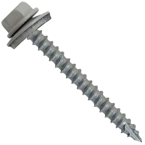 Vista 80 de TORNILLOS PARA TECHOS DE METAL #14: (250) Tornillos x 1" ABC GRIS Tornillo para techo de chapa metálica con cabeza hexagonal y arandela.