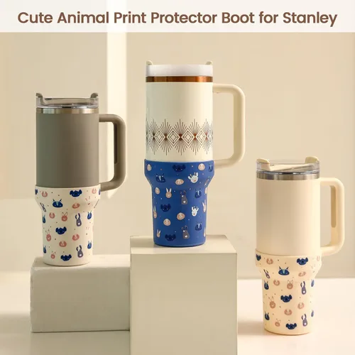 Vista 4 de Thxbag Botas de silicona para Stanley Cup de 40 onzas, funda estampada para botas con accesorios Stanley H2.0 y Quencher Adventure Tumbler
