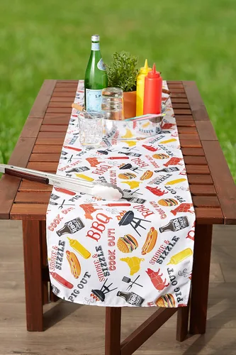 Vista 7 de DII Colección de mesa para exteriores, resistente a las manchas y al agua, 14x72, barbacoa