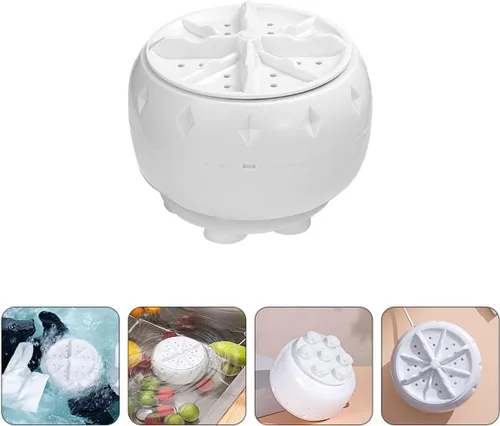 Vista 9 de Mini lavadora portátil automática Turbo Lavadora con fuente de alimentación USB y ventosa inferior, Lavadora compacta de encimera para ropa