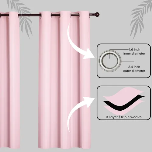 Vista 4 de Cortinas opacas para oscurecer la habitación, con aislamiento térmico, cortinas opacas con ojales para puertas y ventanas de poliéster