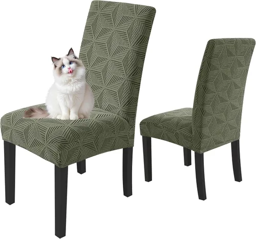 Vista 18 de YEMYHOM Funda elástica para silla con respaldo de 1 pieza con diseño jacquard más reciente, funda para silla con respaldo antideslizante, protector