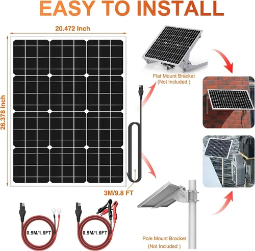 Vista 7 de SUNER POWER Kit de panel solar de 12 V de 20 W, panel solar de alta eficiencia de 20 vatios + controlador de carga MPPT ultra inteligente de 10 A