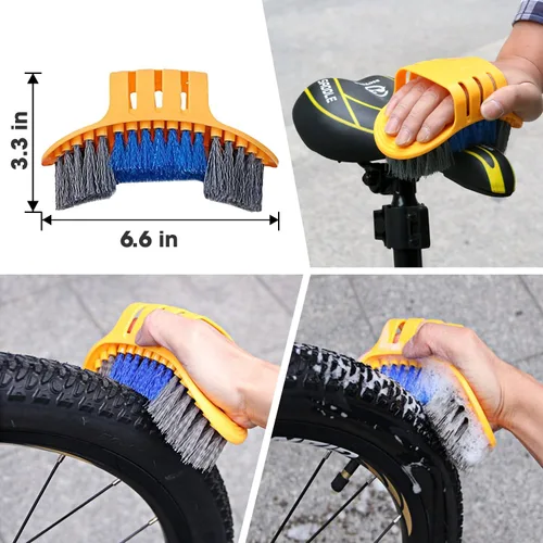 Vista 4 de Juego de herramientas de limpieza de bicicletas de 7 piezas, kit de cepillo limpio para bicicleta, adecuado para montaña, carretera, ciudad