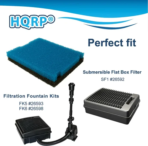 Vista 3 de HQRP Paquete de 2 almohadillas de espuma de filtro de caja plana gruesa y fina para Tetra SF1 / #26592, Tetra FK5/#26593, FK6 / #26598 sumergible