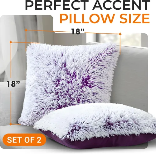 Vista 4 de Cheer Collection Almohadas Decorativas para Sofá y Cama, Almohadas Decorativas Suaves de Pelo Largo con Rellenos Incluidos, Acogedoras Almohadas