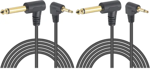Vista 8 de Duttek Cable mono de 90 grados de 1/8 a 1/4, cable de guitarra de 1/8, ángulo recto de 0.250 in 1/4 macho a 0.138 in, cable de altavoz mono macho