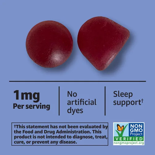 Vista 2 de Amazon Basics Gomitas de suplemento dietético de melatonina de 1 mg para niños, 90