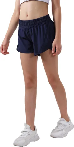 Vista 3 de Aurefin Pantalones cortos deportivos para niñas, pantalones cortos de secado rápido para niños, adolescentes y niñas, pantalones cortos deportivos