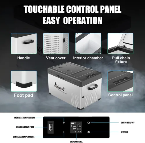 Vista 4 de Alpicool C30 Refrigerador portátil para automóvil, refrigerador de 12 voltios, refrigerador de auto de 28 cuartos (26.7 litros) de enfriamiento