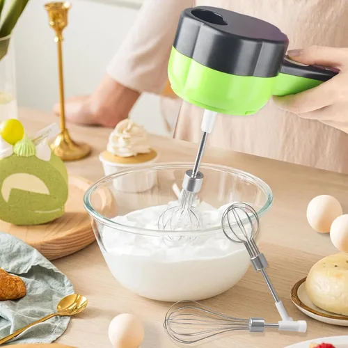 Vista 4 de Juego de cortador de verduras eléctrico 4 en 1 portátil, recargable, procesador de alimentos y picadora inalámbrica para mezclar alimentos