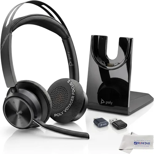 Vista 12 de Poly Voyager Focus 2 UC - Auriculares inalámbricos para oficina, un dispositivo que conecta todo, incluyendo escritorio, PC y teléfono inteligente