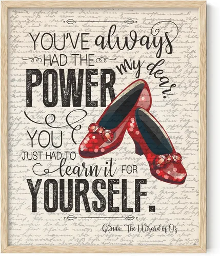 Vista 14 de Glinda The Wizard of O-Z You've Always Had the Power Inspirational Quote 11x14 Framed Wall Art Ready to Hang Ruby Slippers Literary Fantasy Decor