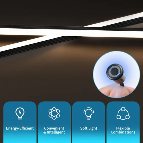 Vista 4 de Kit de iluminación empotrada LED Art3d - 6 piezas de luz LED blanca autoadhesiva con interruptor inteligente, luz táctil de 3000k para paneles