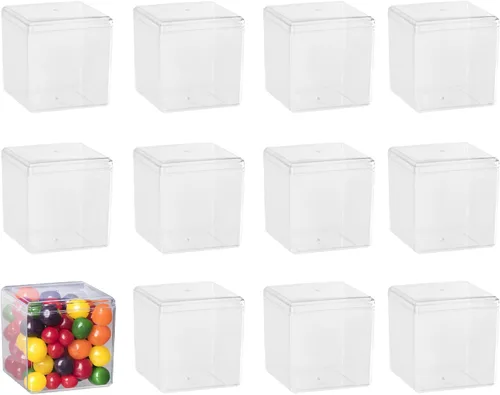 Vista 13 de Hammont Caja de acrílico – Cajas de regalo de fiesta – Cubo transparente con bordes redondeados para regalos, bodas, golosinas, dulces y accesorios