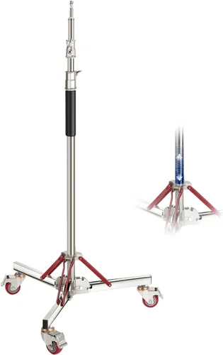 Vista 10 de NEEWER Soporte de Luz de Acero Inoxidable Resistente con Ruedas, Receptor Junior de 1-1/8", Espiga Baby con Resorte de 5/8", Carga Máxima 77lb