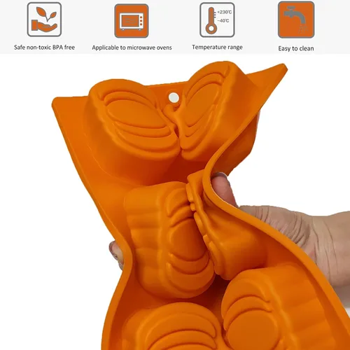 Vista 8 de Paquete de 2 moldes de silicona para pastel de calabaza, moldes de silicona para pastel de calabaza, moldes de chocolate de Acción de Gracias, 12