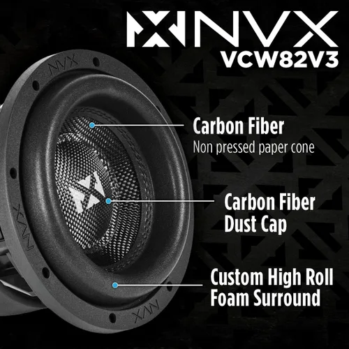 Vista 2 de NVX VCW82v3 - Subwoofer para automóvil de 8" pulgadas, 1300 vatios máximo (650 W RMS) Dual 2-ohmios Serie VC (VCW82 Versión 3)