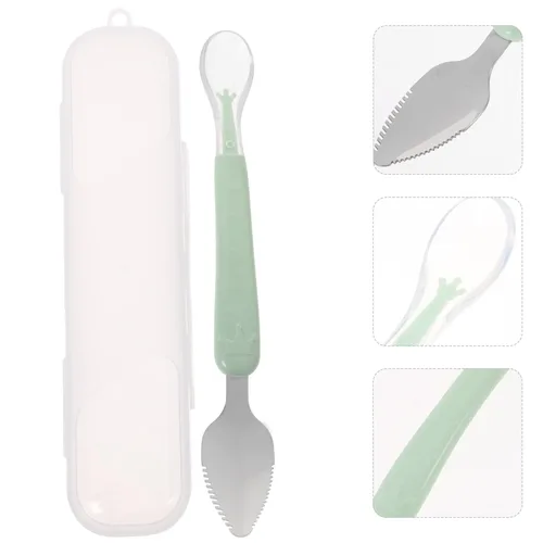 Vista 7 de Cuchara de bebé de doble cabeza, cuchara de silicona para bebés, cuchara de barro, cucharas de alimentación, juego de cuchara de entrenamiento