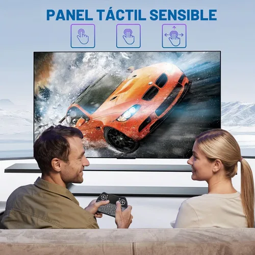 Vista 5 de EASYTONE Mini teclado inalámbrico retroiluminado con panel táctil y mouse combinado con batería recargable de iones de litio teclas multimedia