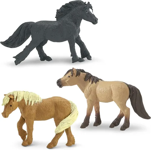 Vista 3 de Safari Ltd. Ponies TOOB - 8 figuritas: Dartmoor, Highland, Fell, Welsh, Quarter, Shetland, Chinoteague, Exmoor Pony - Figuras de juguete educativo