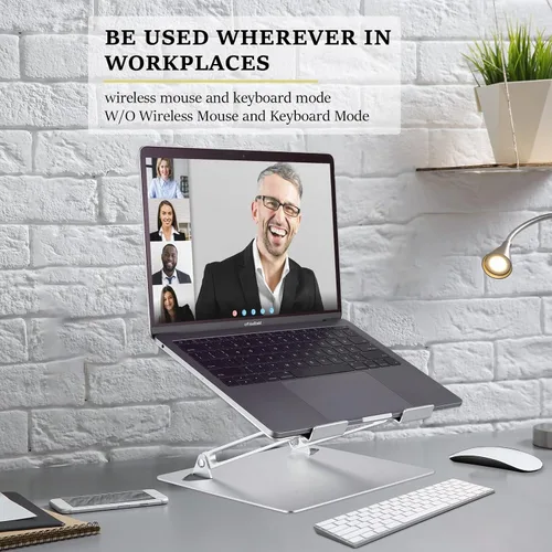 Vista 3 de Soporte ergonómico de aluminio para computadora portátil, altura ajustable, elevador plegable para laptop de 10 a 17 pulgadas (negro)