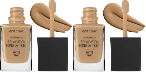 Vista 13 de wet n wild - Base líquida Photo Focus con acabado mate, vegana y libre de crueldad animal, color ámbar beige (Amber Beige)