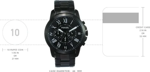 Vista 4 de Fossil Grant - Reloj cronógrafo de cuarzo para hombre acero inoxidable color negro modelo FS4832