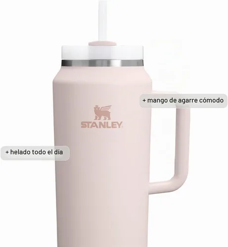 Vista 4 de STANLEY Quencher H2.0 - Vaso con asa y pajilla, 64 onzas, tapa Flowstate de 3 posiciones, gran capacidad para viajes y deportes, vaso de acero Crema