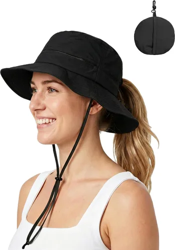 Vista 10 de Sombrero de cola de caballo para mujer, UPF50+, impermeable, sombrero de Café