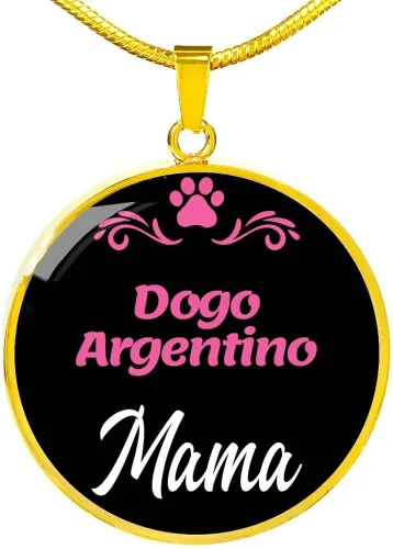 Vista 4 de Express Your Love Gifts Dogo Argentino - Collar con colgante circular de acero inoxidable o oro de 18 quilates, 18-22 pulgadas, colgante de perro