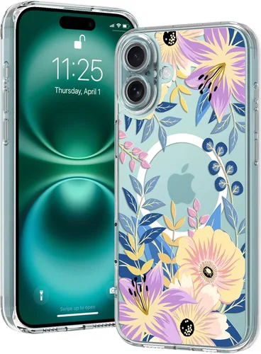 Vista 10 de OOK Magnetic for iPhone 17 Case Clear Pretty Flower Girls Women [Not Yellowing][Screen Protector] [ MagSafe Compatible] with Full Camera Lens