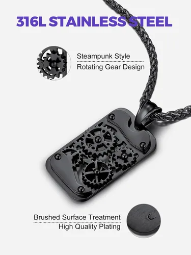 Vista 4 de Richsteel - Placa de identificación estilo Hip Hop militar para collar, fibra de carbón, colgante de bibliabala, para mujeres y hombres joya