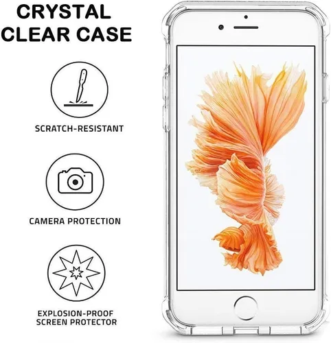 Vista 2 de Funda para teléfono compatible con iPhone 8 Plus/iPhone 7 Plus], cubierta trasera dura transparente con 4 esquinas a prueba de golpes, funda