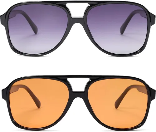 Vista 2 de Gafas de sol polarizadas estilo aviador retro vintage para mujeres y hombres, marco grande, gafas de sol cuadradas de los años 70, protección UV400