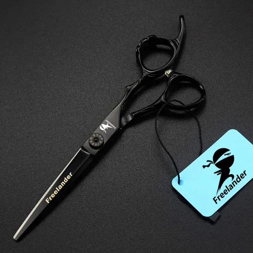 Vista 2 de Tijeras de corte de pelo, 6.0 pulgadas negras profesionales japón 440C tijeras de corte de pelo – peluquería de mezcla/adelgazamiento/texturización