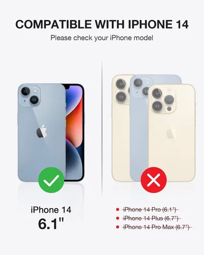 Vista 2 de OCASE Funda de piel sintética compatible con iPhone 14, con tarjetero y función atril con bloqueo RFID [carcasa interior de TPU a prueba de golpes]